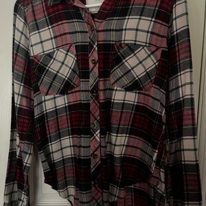 Abercrombie & Fitch Plaid Button Down Shirt - Red, Black, White